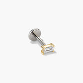 Single Mini Baguette Stud-14k Yellow Gold / Natural Diamond / Flat Back
