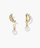 Remy Gemstone Pearl Charm Hoops-18k Gold Vermeil / Pearl, White Topaz