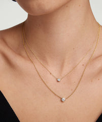 Bezel Lab Grown Diamond Necklace 0.25 ct-14k Yellow Gold / Lab Grown Diamond / 16-18 inches