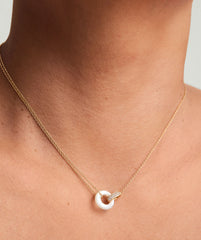 Linked Pavé Diamond Pearl Necklace-14k Yellow Gold / Pearl / 16-18 inches