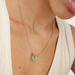Linked Gemstone Necklace-14k Yellow Gold / Green Aventurine / 16-18 inches