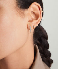 Pavé Diamond Small U Hoops-14k Yellow Gold / Natural Diamond