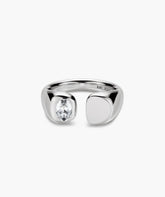 Noa Open Signet Ring-Sterling Silver / Lab Grown White Sapphire / 5