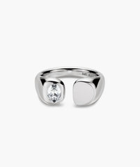 Noa Open Signet Ring-Sterling Silver / Lab Grown White Sapphire / 5