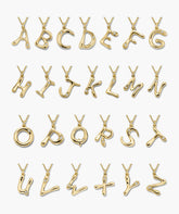 Organic Dôme Liquid Letter Pendant Necklace-18k Gold Vermeil, White Sapphire / D / 16-18 inches
