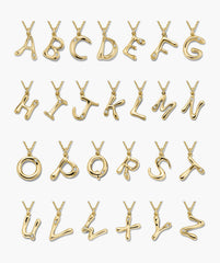 Organic Dôme Liquid Letter Pendant Necklace-18k Gold Vermeil, White Sapphire / D / 16-18 inches