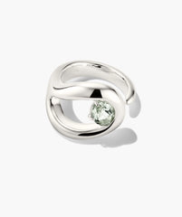 Organic Dôme Curve Gemstone Ring-Sterling Silver / Prasiolite / 10