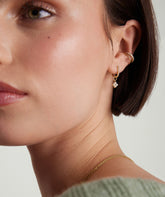 Cluster Pearl Hoop Charm-14k Yellow Gold / Pearl