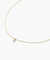 Round Lab Grown Sapphire Necklace-18k Gold Vermeil / Lab Grown White Sapphire / 16-18 inches