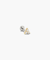 Single Diamond Lotus Stud-14k Yellow Gold / Natural Diamond / Flat Back
