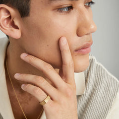 Slim Rectangular Signet Ring-Brushed Gold / 8