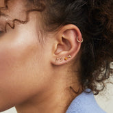 Cartilage Beaded Mini Hoop-14k Yellow Gold