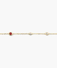 Multi Gemstone Station Bracelet-14k Yellow Gold / Garnet / 7-8 inches