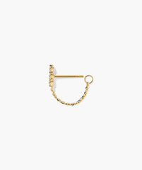Single Trio Chain Stud-14k Yellow Gold / Lab Grown Emerald