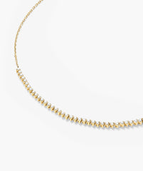 Diamond Half Tennis Necklace-14k Yellow Gold / Natural Diamond / 15-17 inches