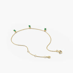 Baguette Gemstone Bracelet-14k Yellow Gold / Emerald / 6-7 inches