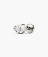 Piercing Studio - Two of Hearts Lab Grown Diamond Stud-14k White Gold / Lab Grown Diamond