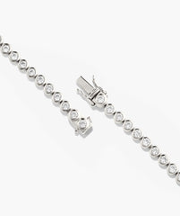 Zadie Bezel Lab Grown Sapphire Tennis Necklace-Sterling Silver / Lab Grown White Sapphire / 15.5 inches