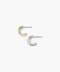 Duet Mixed Huggie Hoops-18k Gold Vermeil, Sterling Silver