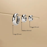 Chunky Huggie Hoops-Sterling Silver