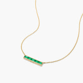 Baguette Emerald Bar Necklace-14k Yellow Gold / Emerald / 16-18 inches