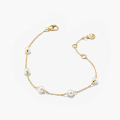Mini Pearl Satellite Bracelet-18k Gold Vermeil / Pearl / 6-7 inches