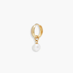 Single Pearl Hoop Charm-14k Yellow Gold / Pearl