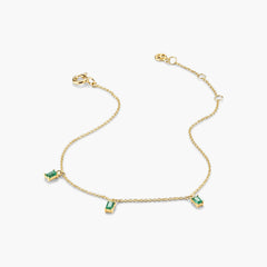 Baguette Gemstone Bracelet-14k Yellow Gold / Emerald / 6-7 inches