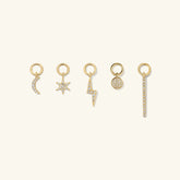 Single Pavé Diamond Star Hoop Charm-14k Yellow Gold / Natural Diamond