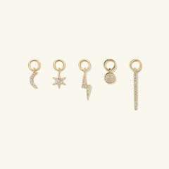 Single Pavé Diamond Star Hoop Charm-14k Yellow Gold / Natural Diamond