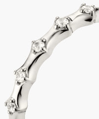 Charlotte Crest Stacker Ring-Sterling Silver / Lab Grown White Sapphire / 4
