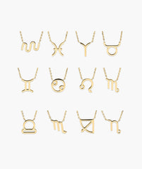 Zodiac Sign Necklace-14k Yellow Gold / Aquarius / 14-16 inches