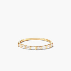 Baguette Diamond Half Eternity Band-14k Yellow Gold / Natural Diamond / 7