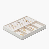 Jewelry Box-Beige Grain Leather, Anti-tarnish Microsuede