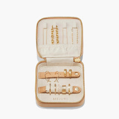 Travel Case-Beige Grain Leather, Anti-tarnish Microsuede