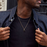 Black Onyx Pendant Necklace-14k Yellow Gold / Black Onyx / 22 inches