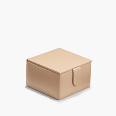 Small Jewelry Box-Beige Grain Leather, Anti-tarnish Microsuede