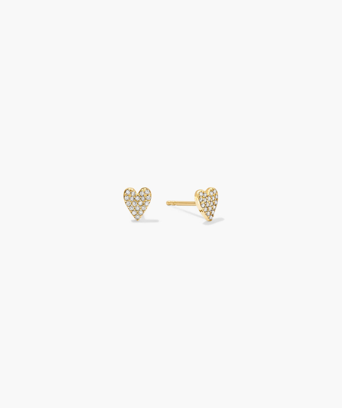 Mini Heart PavÃ© Diamond Stud Earrings-14k Yellow Gold / Natural Diamond
