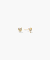 Mini Heart PavÃ© Diamond Stud Earrings-14k Yellow Gold / Natural Diamond
