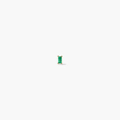 Piercing Studio - Baguette Gemstone Flat Back Stud-14k Yellow Gold / Emerald