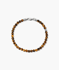 4mm Gemstone Beaded Bracelet-Sterling Silver / Tiger Eye / 6.5 inches