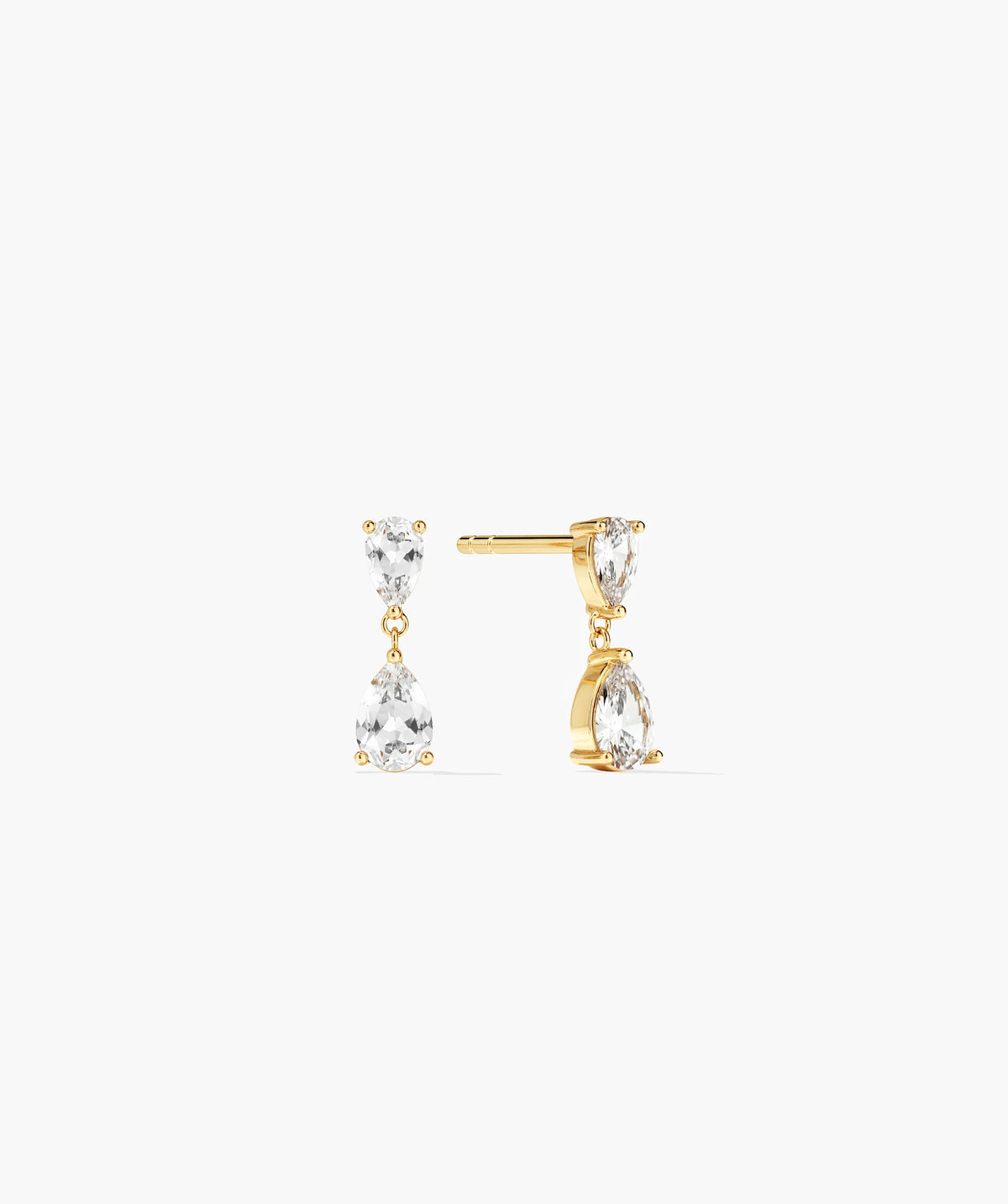 Ada Double Pear Drop Earrings-18k Gold Vermeil / Lab Grown White Sapphire