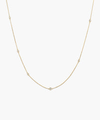 Multi Station Round Diamond Necklace-14k Yellow Gold / Natural Diamond / 16-18 inches