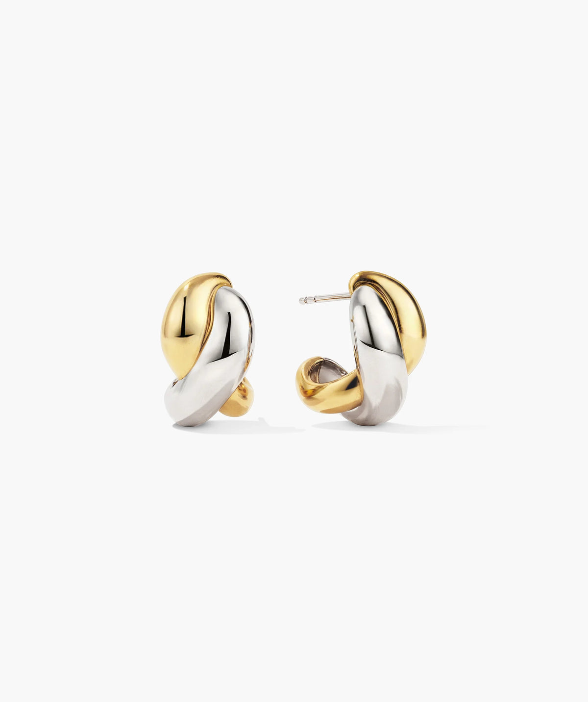 Brioche Mixed Metal Hoops-18k Gold Vermeil, Sterling Silver