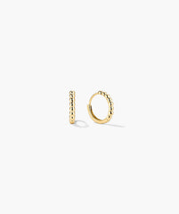 Beaded Huggie Hoops-10k Yellow Gold