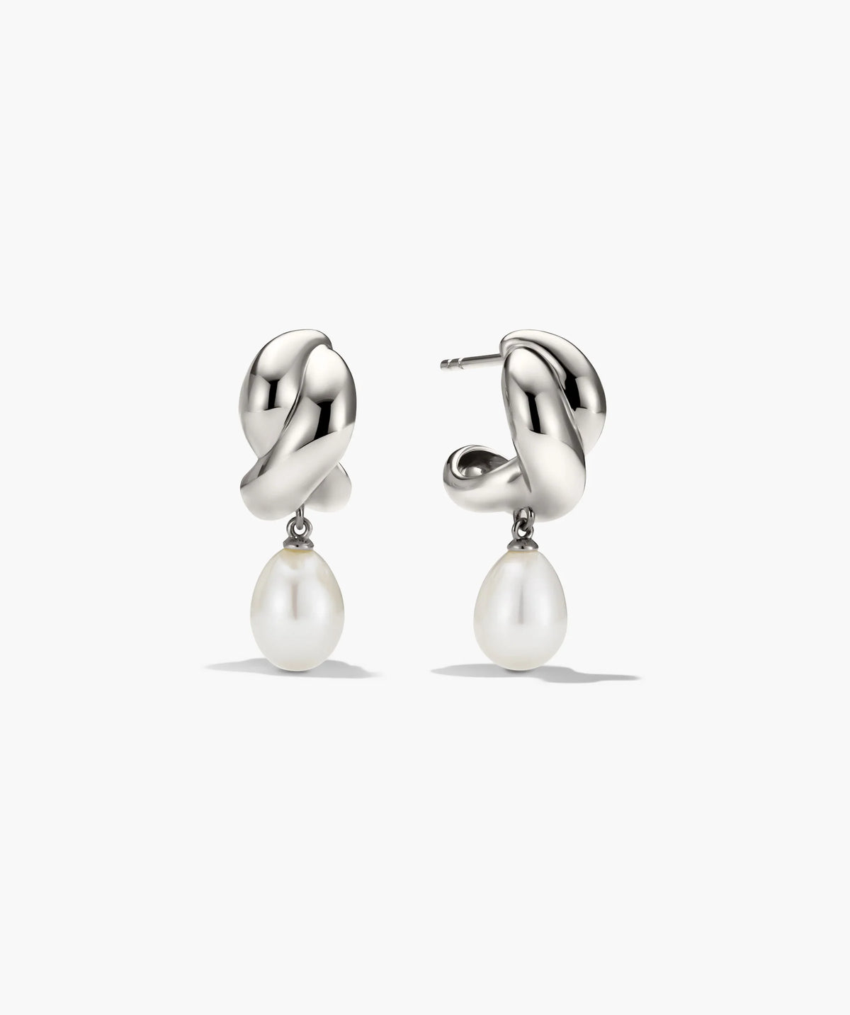 Brioche Pearl Drop Earring-Sterling Silver / Pearl