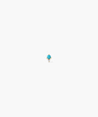 Piercing Studio - Single Turquoise Diamond Droplet Flat Back Stud-14k Yellow Gold / Turquoise, Natural Diamond