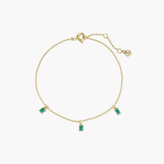 Baguette Gemstone Bracelet-14k Yellow Gold / Emerald / 6-7 inches