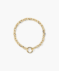 Large Square Oval Chain Charm Bracelet-14k Yellow Gold / 6 inches