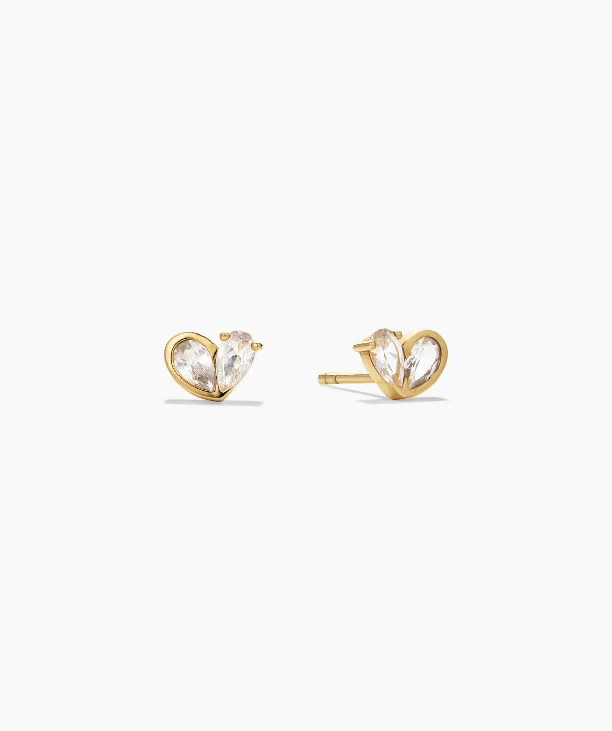 Two of Hearts Studs-18k Gold Vermeil / Lab Grown White Sapphire
